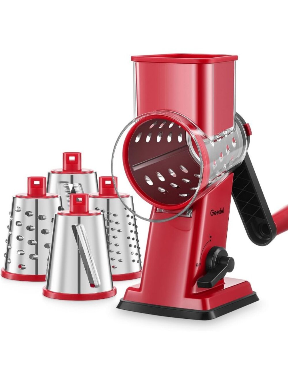 Upgraded Rotary Cheese Grater & Vegetable Shredder Slicer - Hand Crank Kitchen
